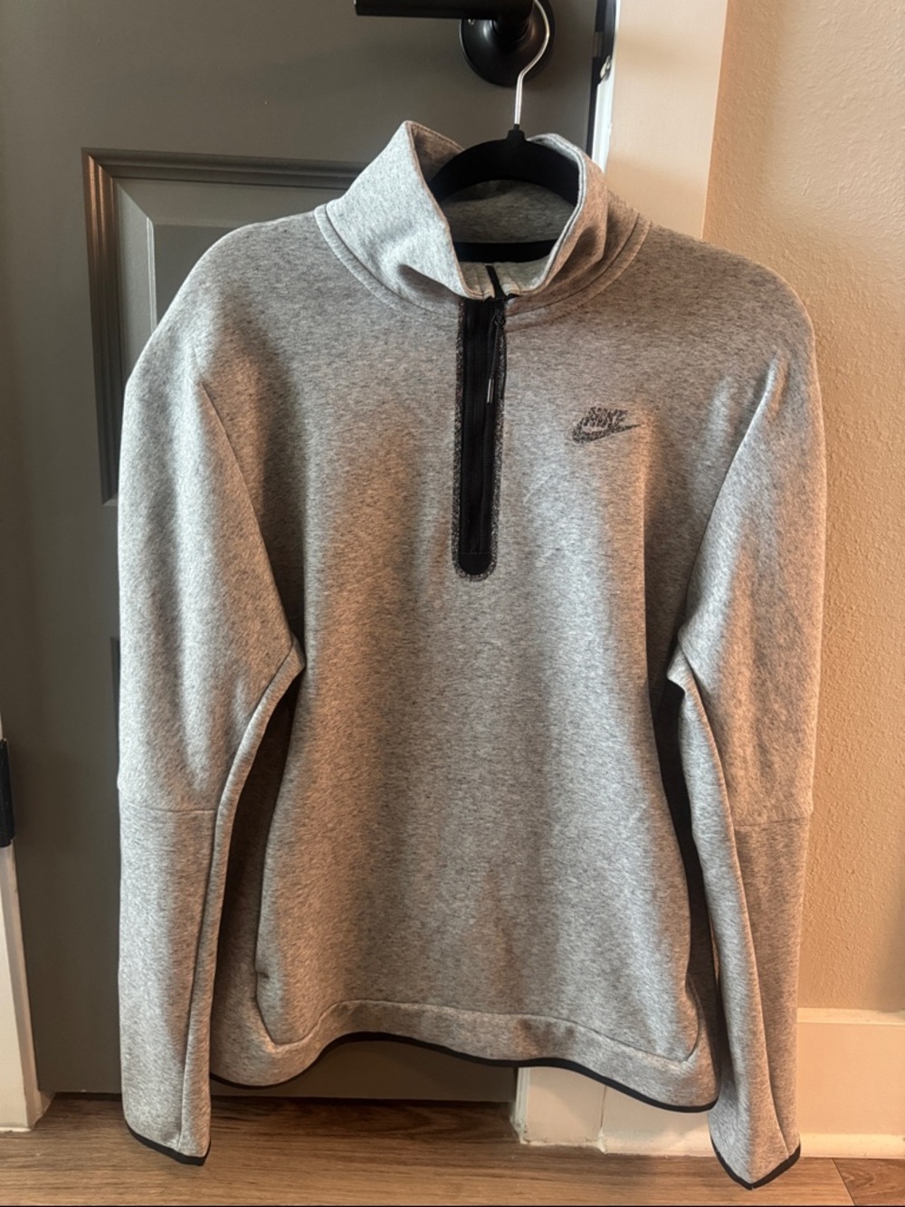 Nike Tech Light Gray Quarter-Zip Pullover Hoodie